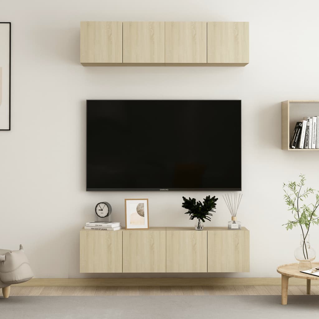 tv-skabe 4 stk. 60x30x30 cm konstrueret træ sonoma-eg
