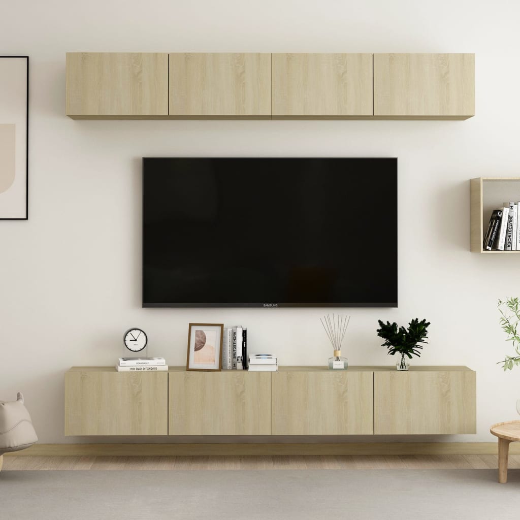 tv-skabe 4 stk. 60x30x30 cm konstrueret træ sonoma-eg