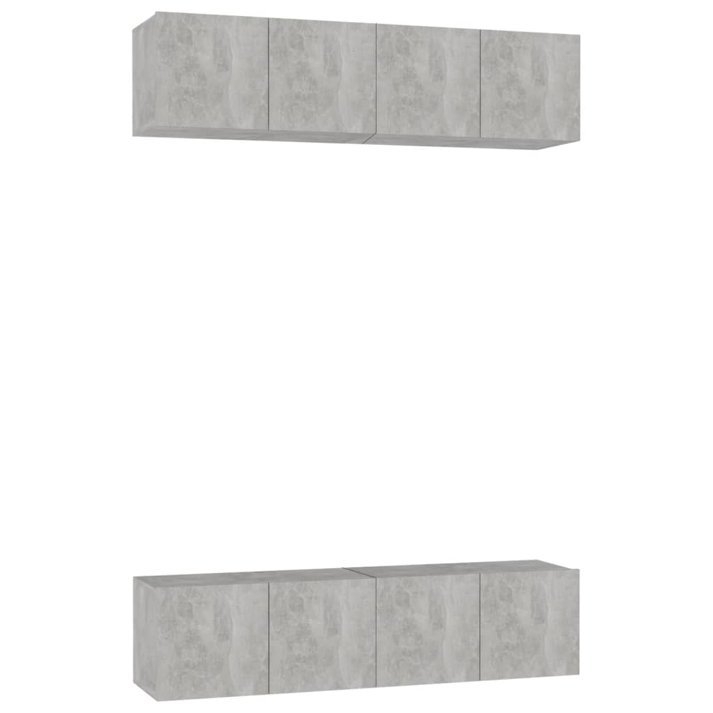 tv-skabe 4 stk. 60x30x30 cm konstrueret træ betongrå