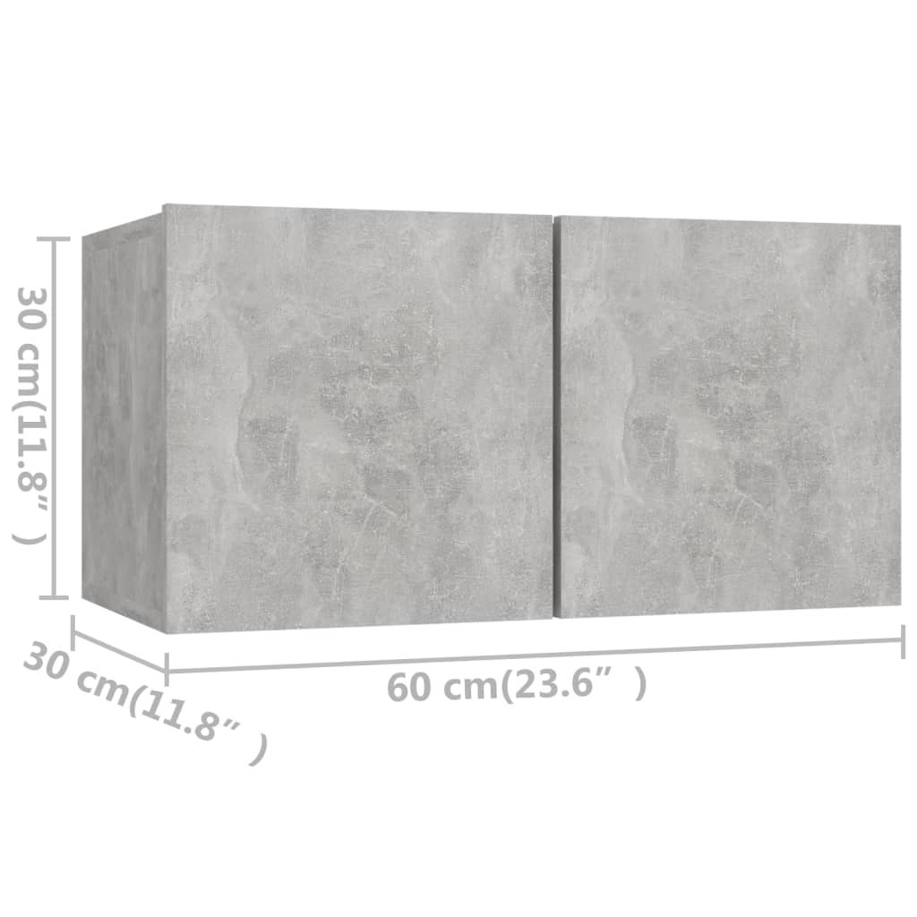 tv-skabe 4 stk. 60x30x30 cm konstrueret træ betongrå