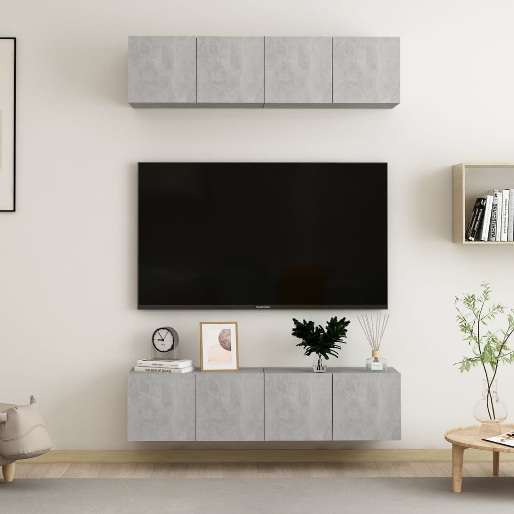 tv-skabe 4 stk. 60x30x30 cm konstrueret træ betongrå
