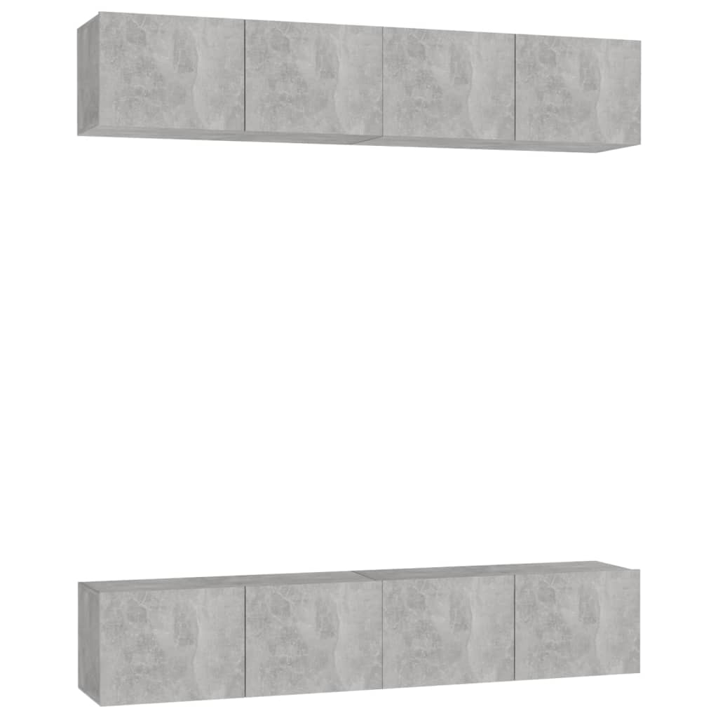 tv-skabe 4 stk. 80x30x30 cm konstrueret træ betongrå