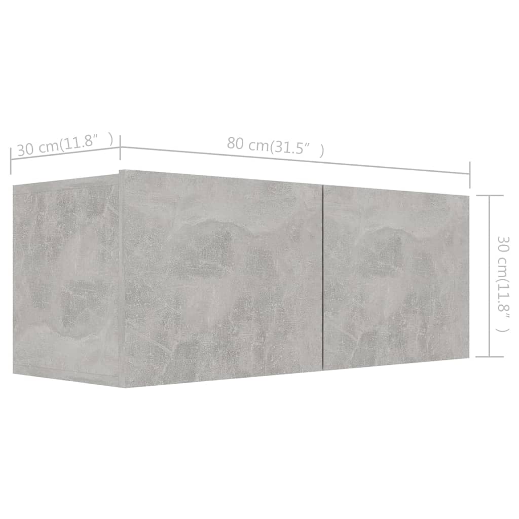 tv-skabe 4 stk. 80x30x30 cm konstrueret træ betongrå