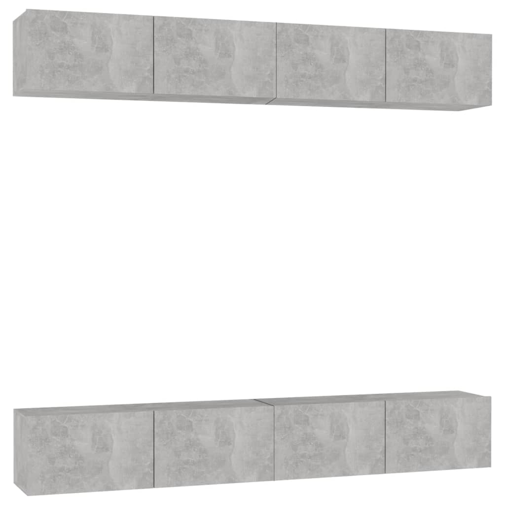 tv-skabe 4 stk. 100x30x30 cm konstrueret træ betongrå