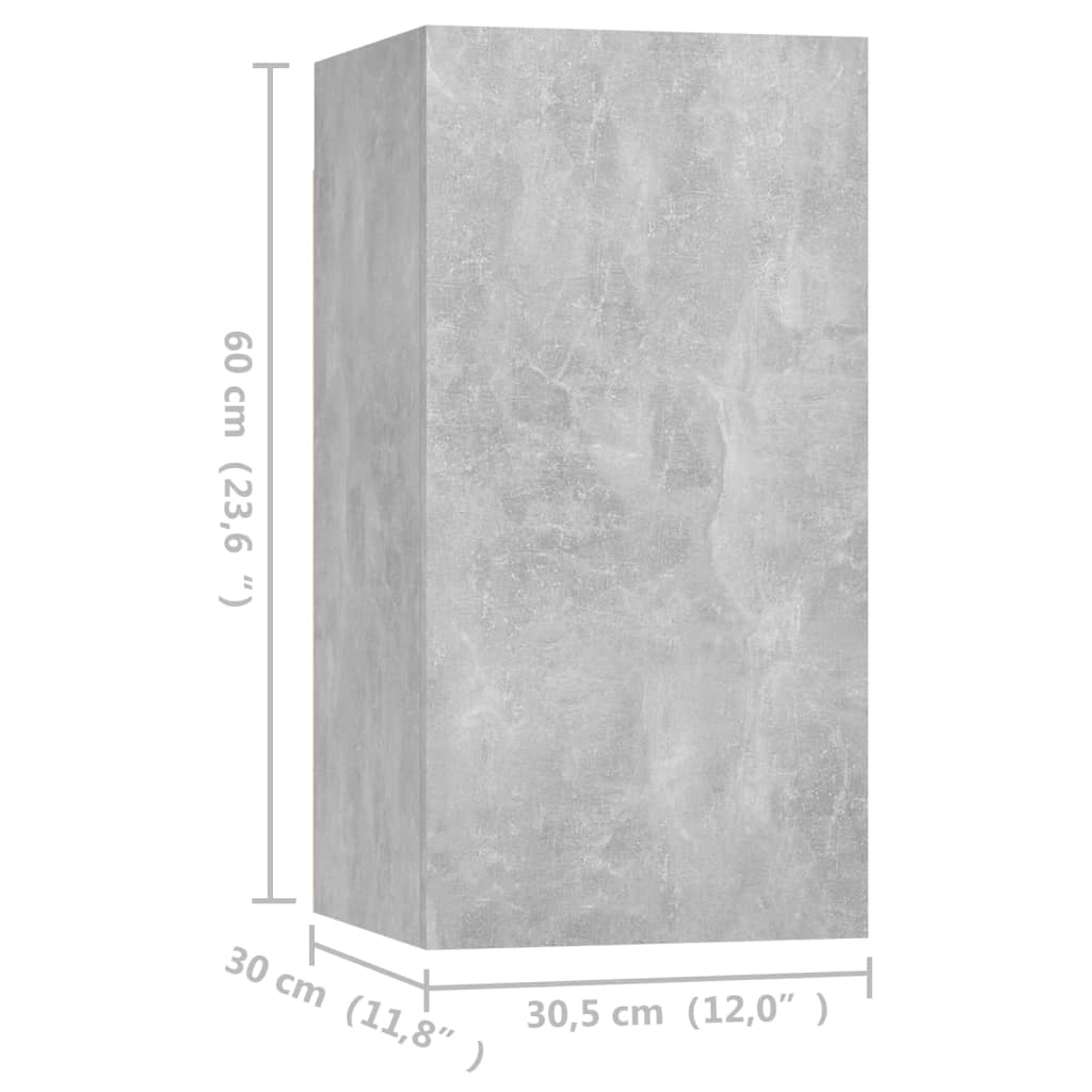 tv-skabe 4 stk. 30,5x30x60 cm konstrueret træ betongrå