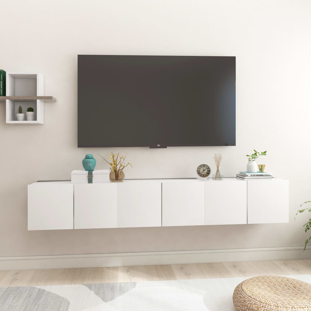 væghængte tv-skabe 3 stk. 60x30x30 cm hvid