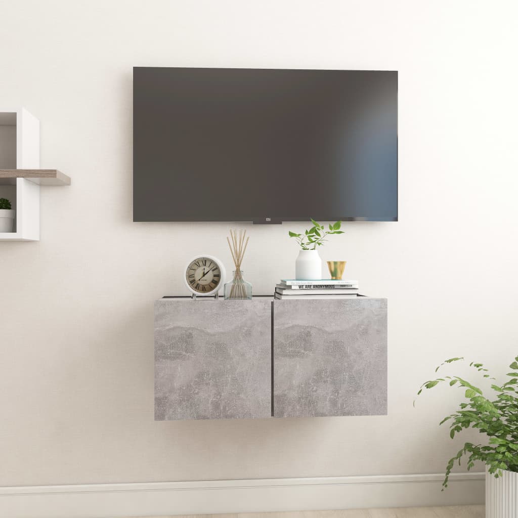 væghængt tv-skab 60x30x30 cm betongrå