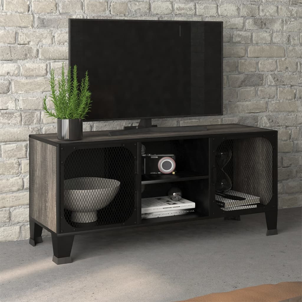 tv-skab 105x36x47 cm metal og MDF grå