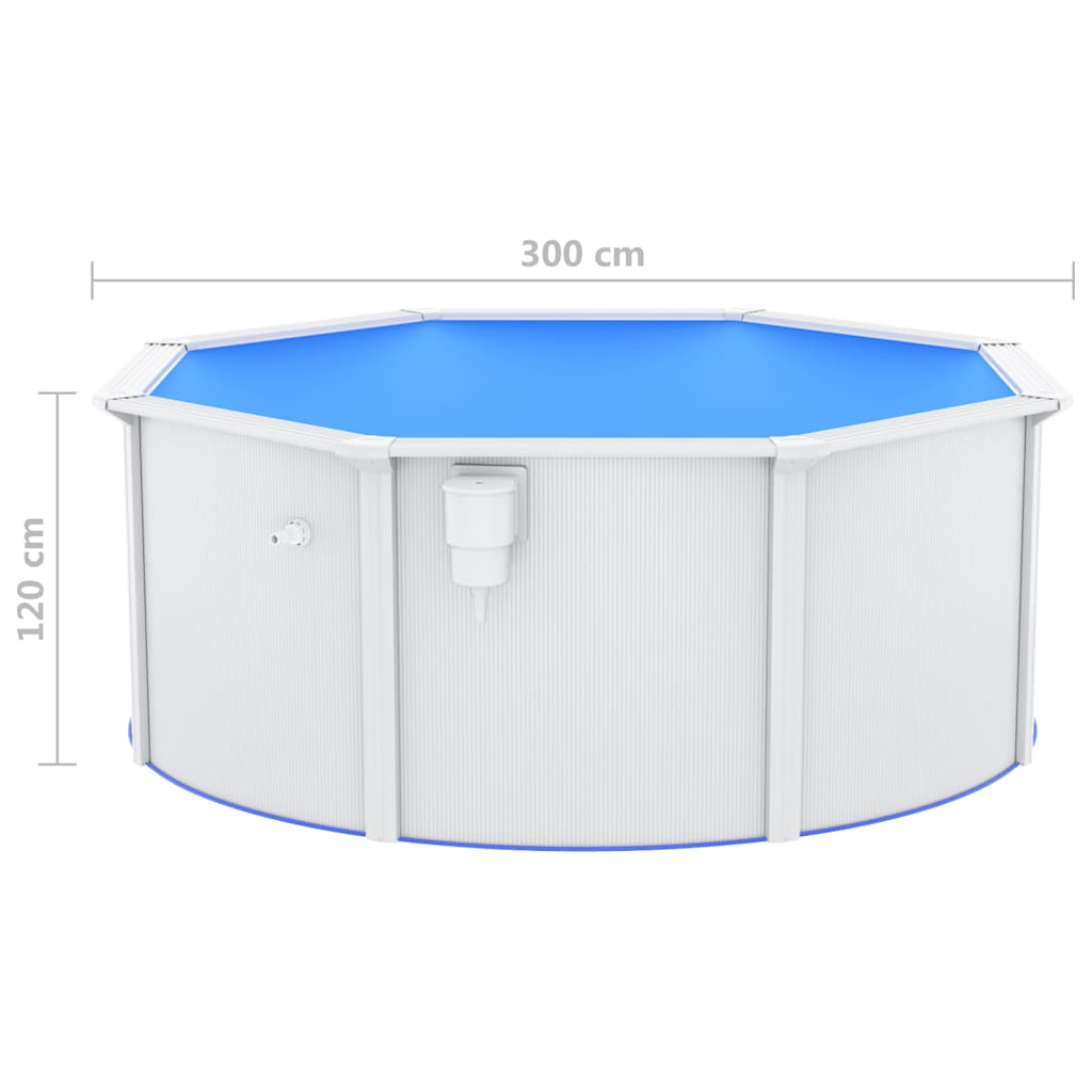 swimmingpool med stålvæg 300x120 cm hvid