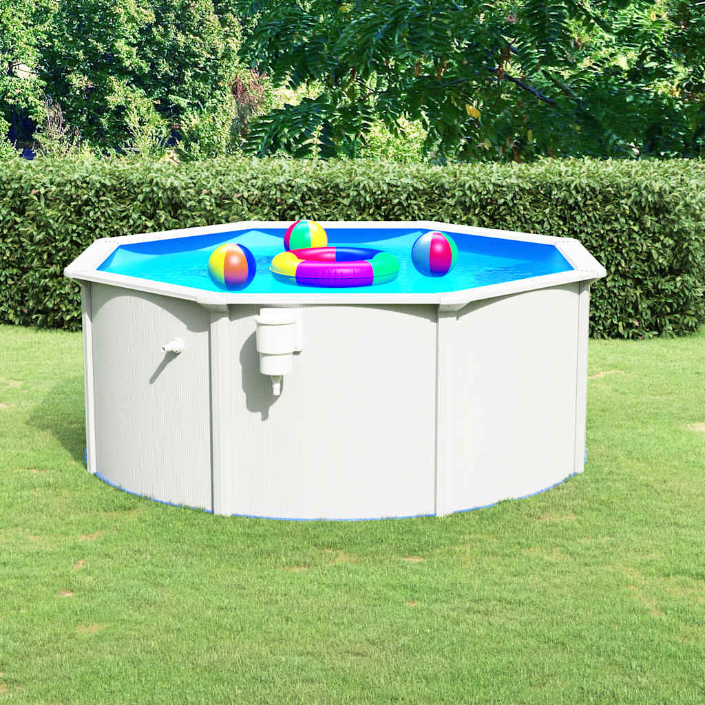 swimmingpool med stålvæg 300x120 cm hvid