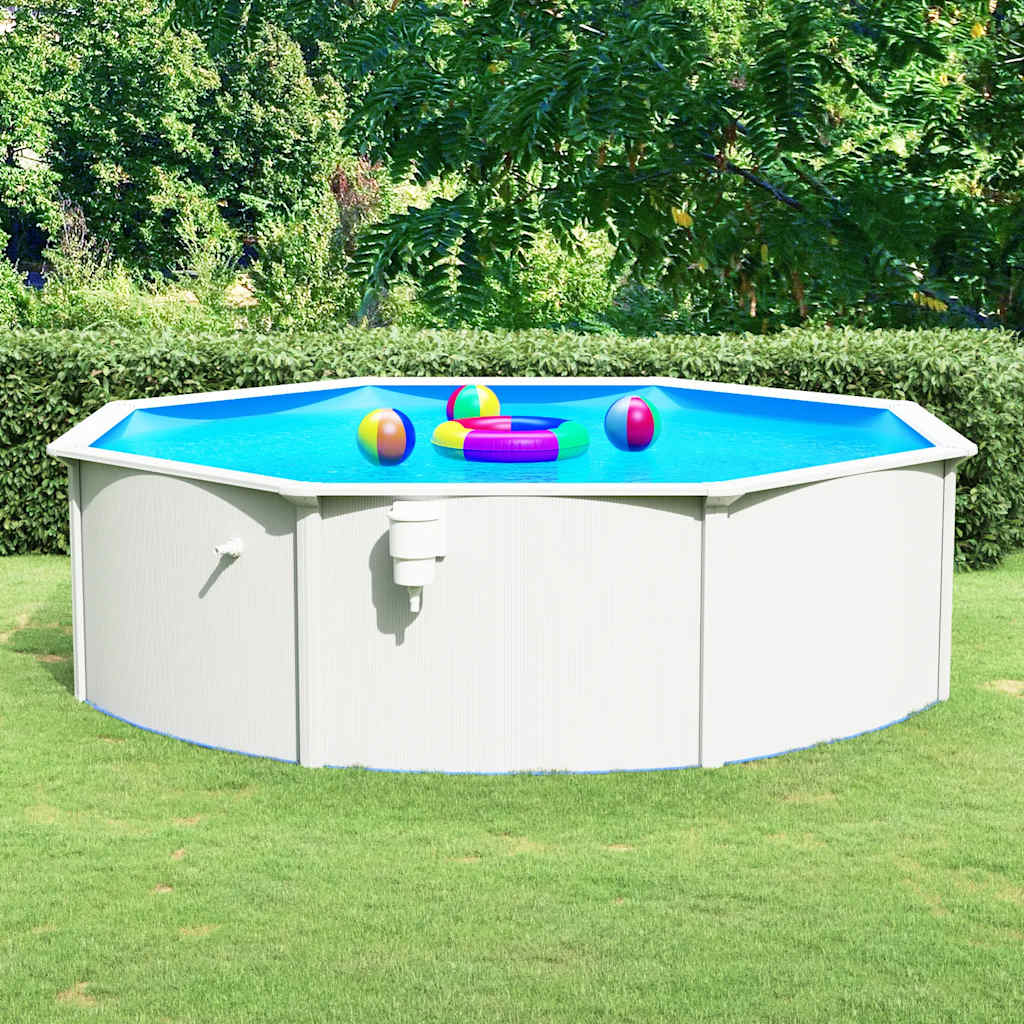 swimmingpool med stålvæg 460x120 cm hvid