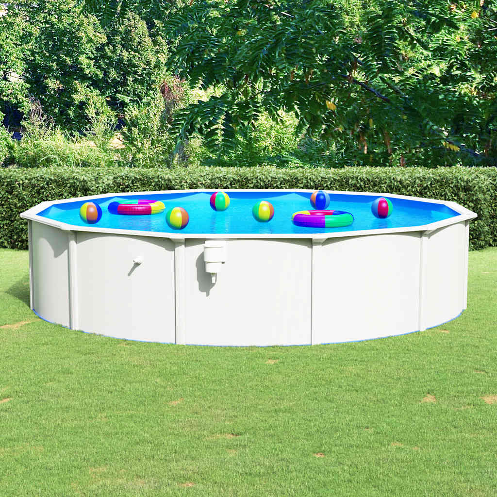 swimmingpool med stålvæg 550x120 cm hvid