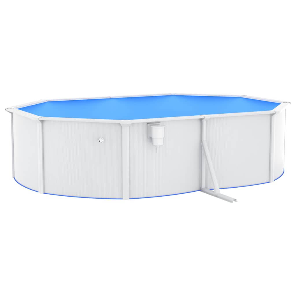 swimmingpool med stålvæg 490x360x120 cm oval hvid