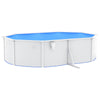 swimmingpool med stålvæg 490x360x120 cm oval hvid