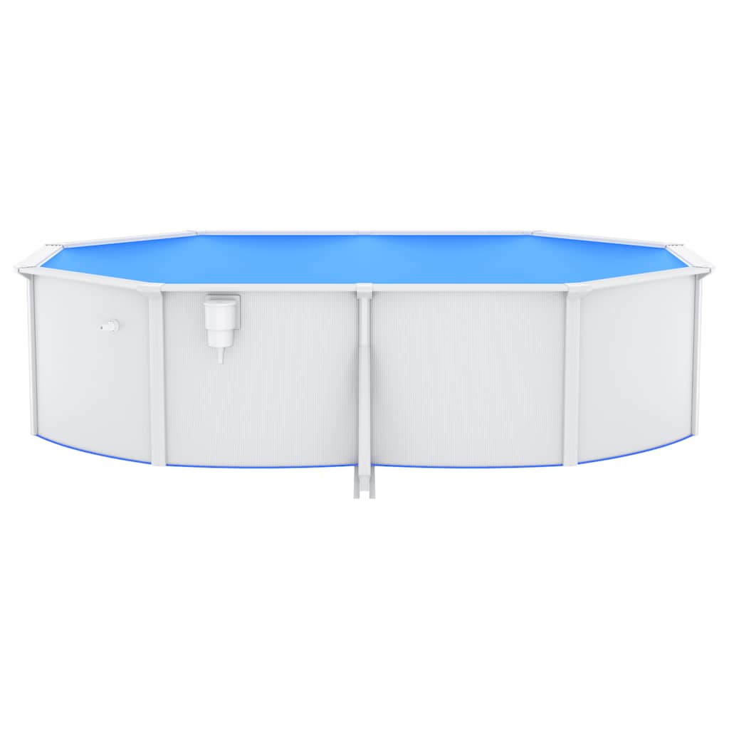 swimmingpool med stålvæg 490x360x120 cm oval hvid