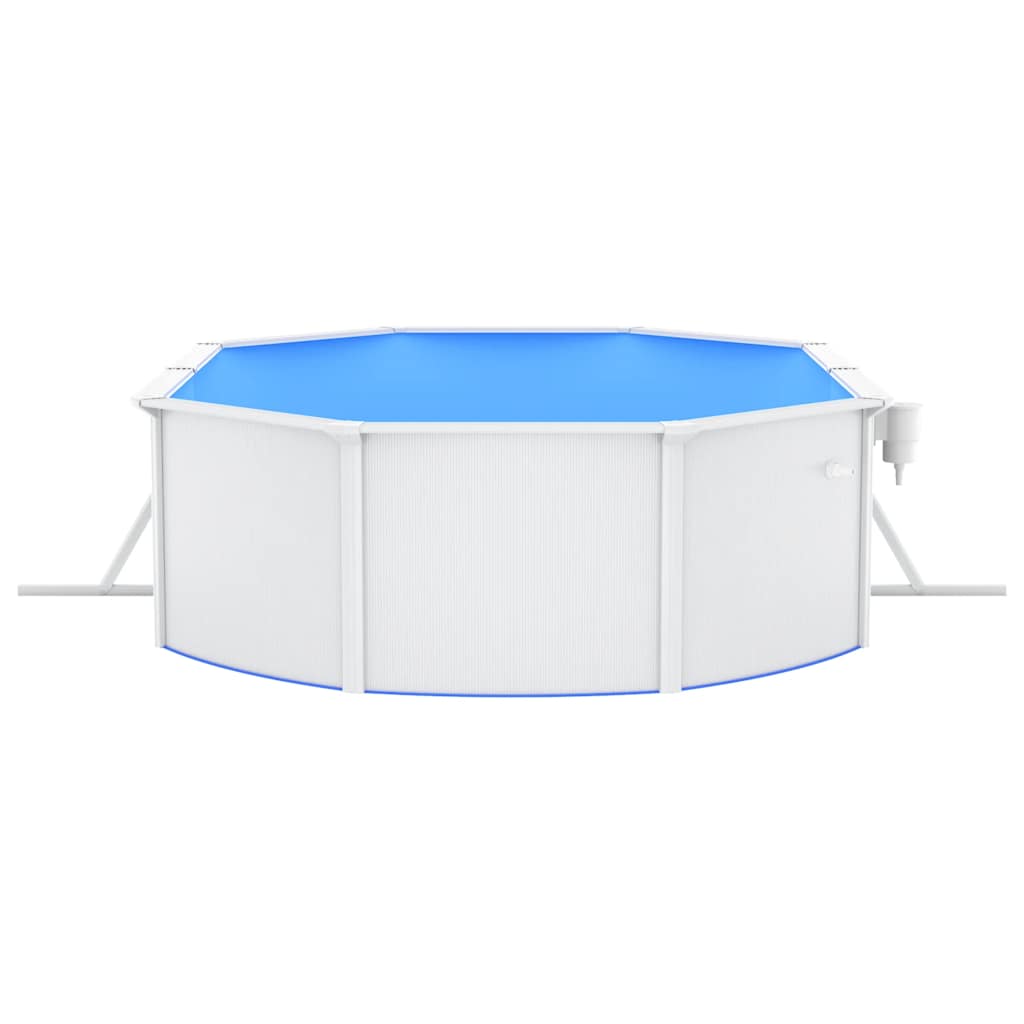 swimmingpool med stålvæg 490x360x120 cm oval hvid