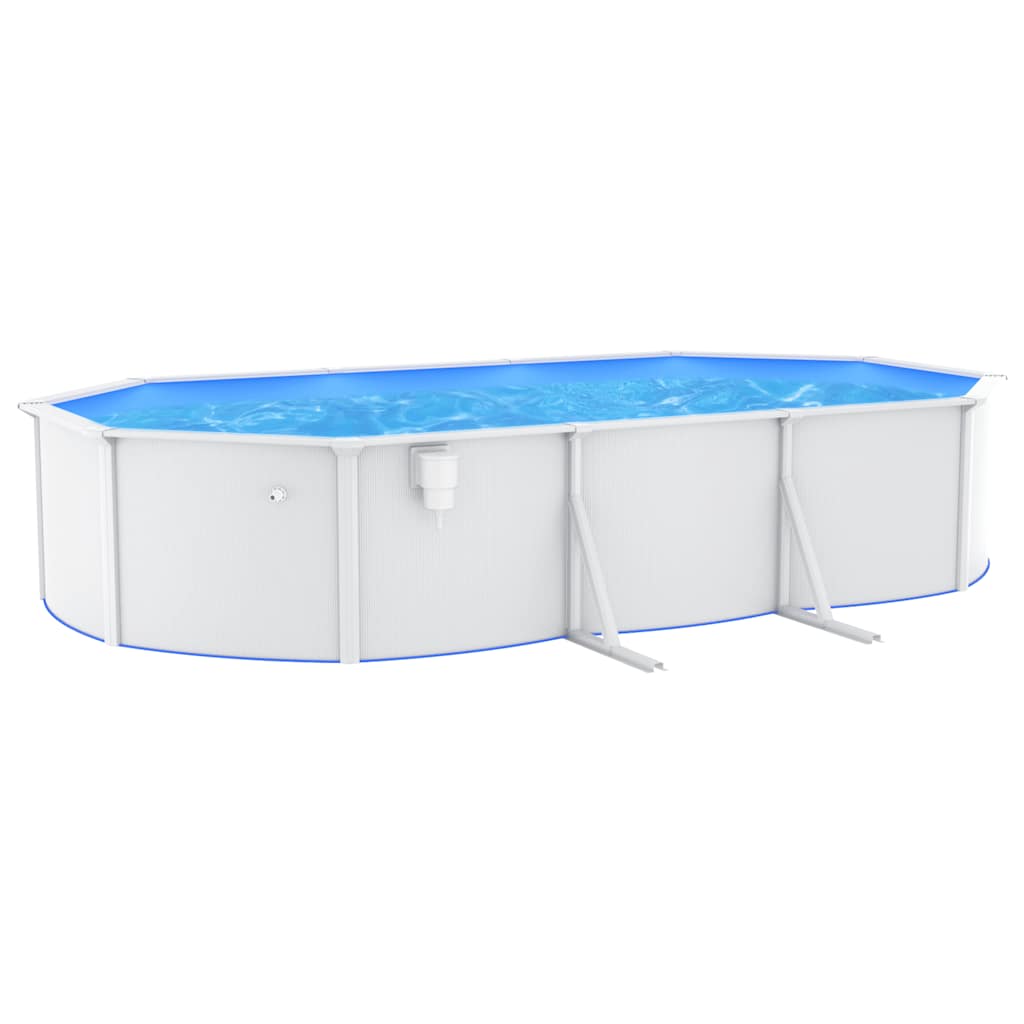 swimmingpool med stålvæg 610x360x120 oval hvid