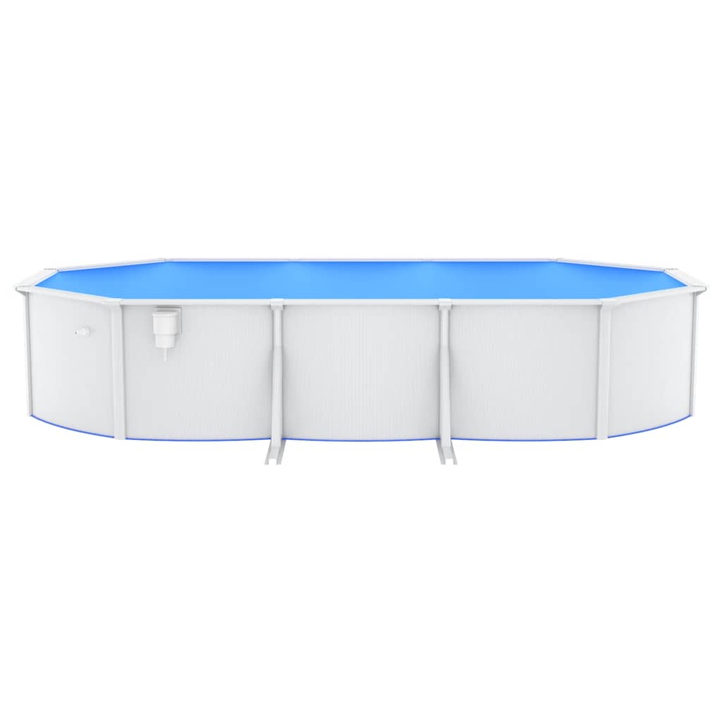 swimmingpool med stålvæg 610x360x120 oval hvid