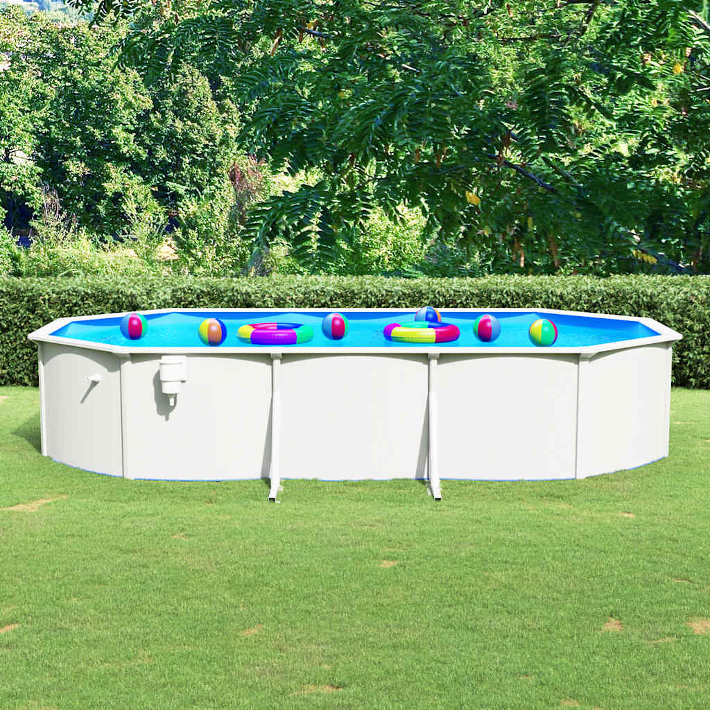 swimmingpool med stålvæg 610x360x120 oval hvid