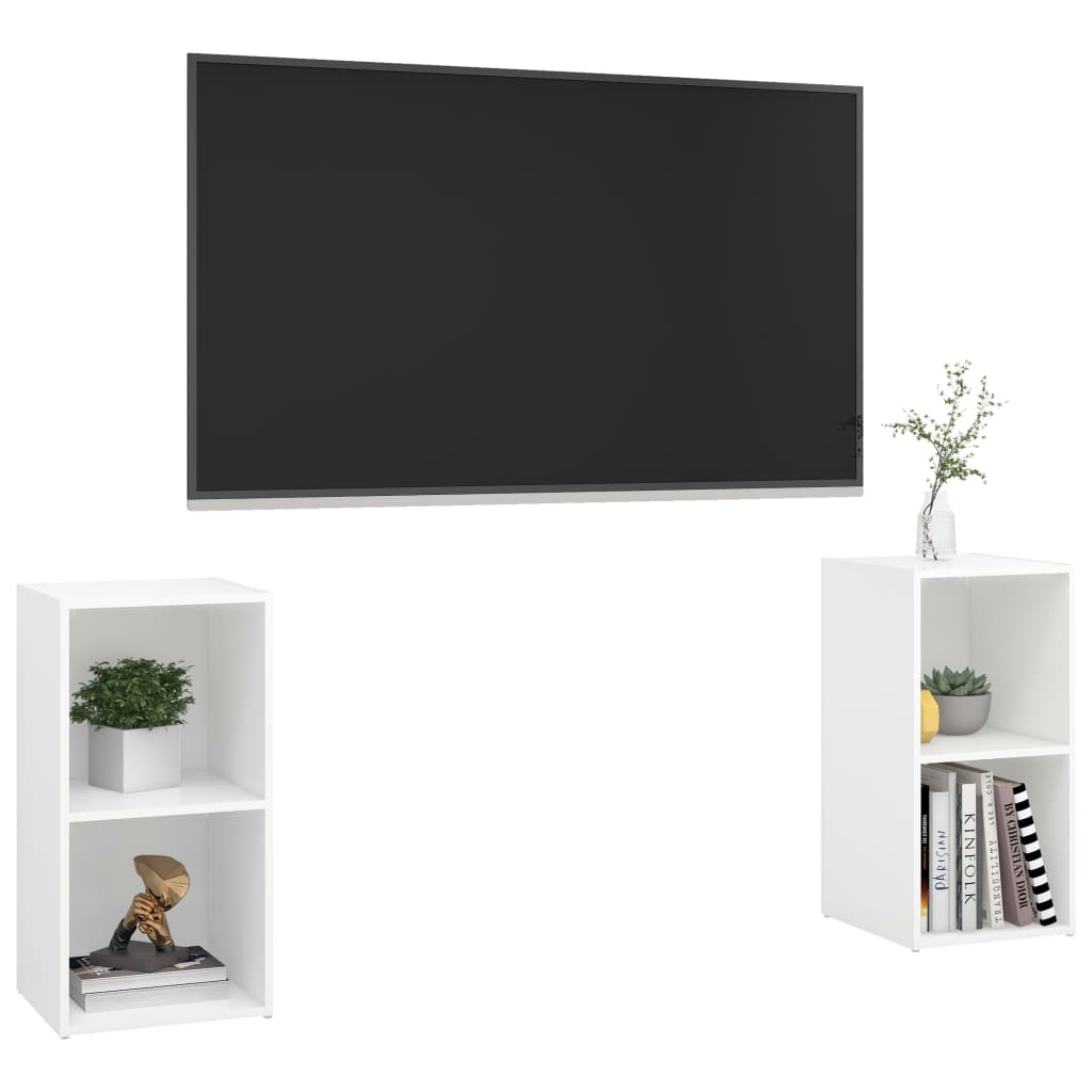 tv-skabe 2 stk. 72x35x36,5 cm konstrueret træ hvid