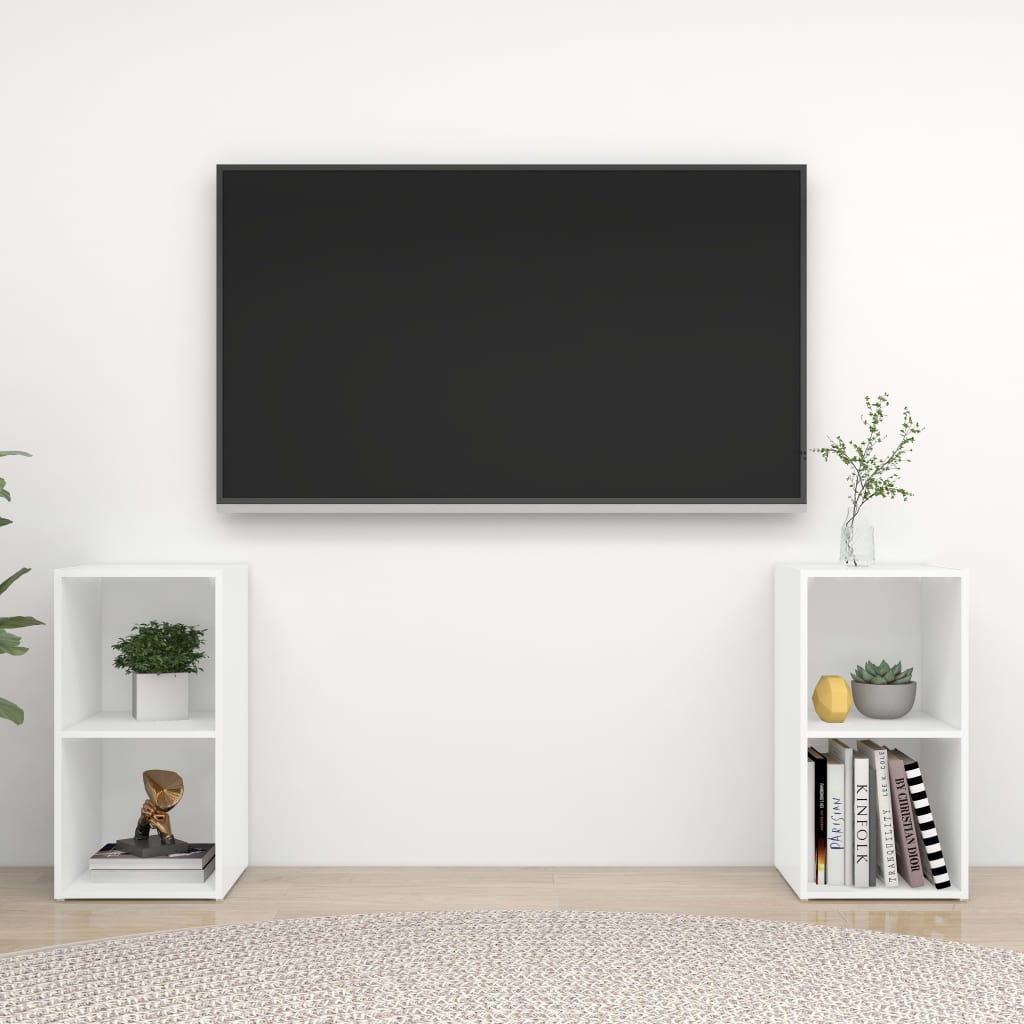 tv-skabe 2 stk. 72x35x36,5 cm konstrueret træ hvid