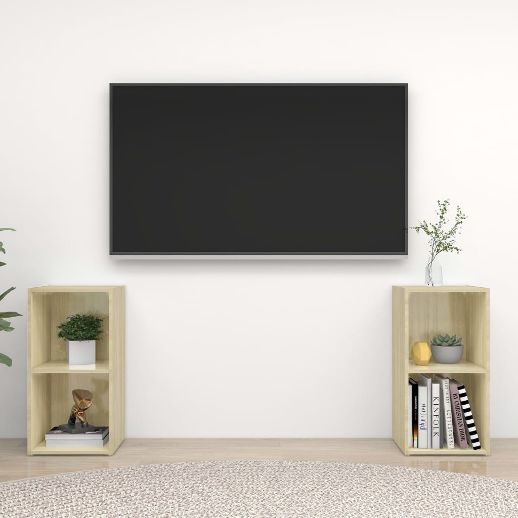 tv-skabe 2 stk. 72x35x36,5 cm konstrueret træ sonoma-eg