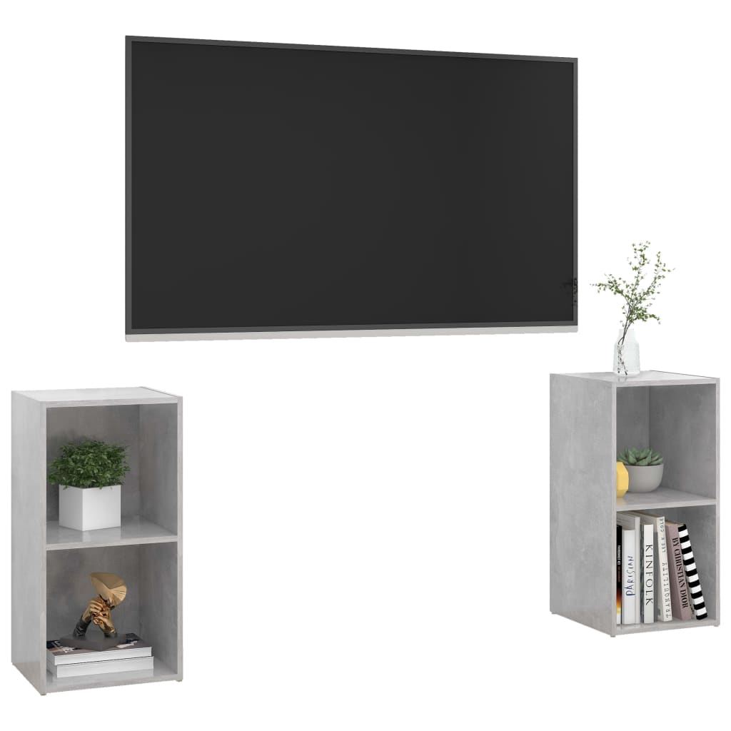tv-skabe 2 stk. 72x35x36,5 cm konstrueret træ betongrå