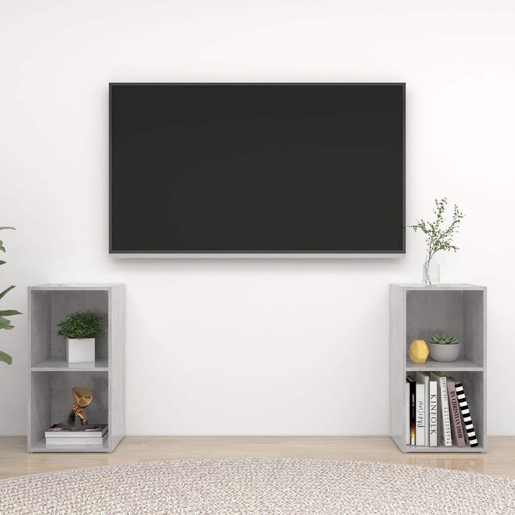 tv-skabe 2 stk. 72x35x36,5 cm konstrueret træ betongrå