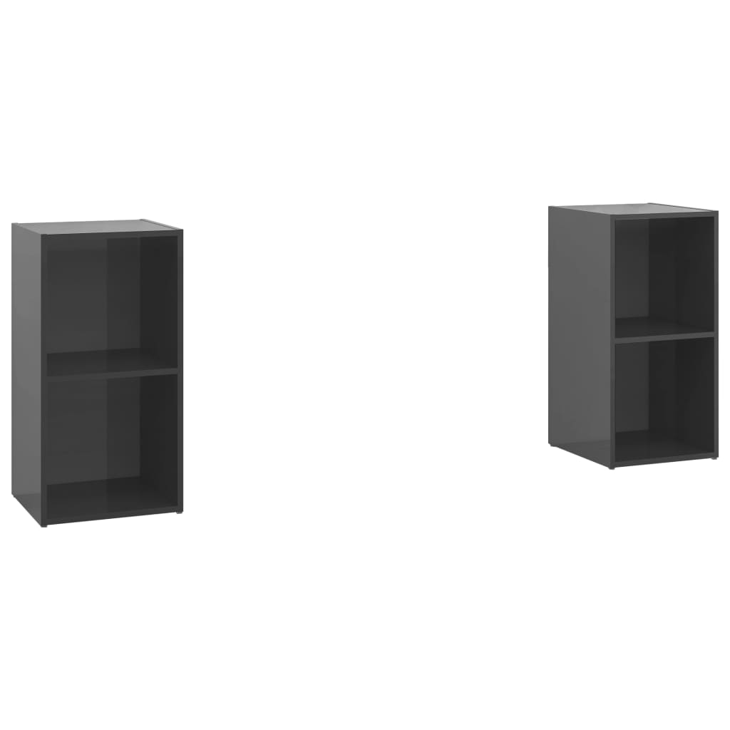 tv-skabe 2 stk. 72x35x36,5 cm konstrueret træ grå højglans