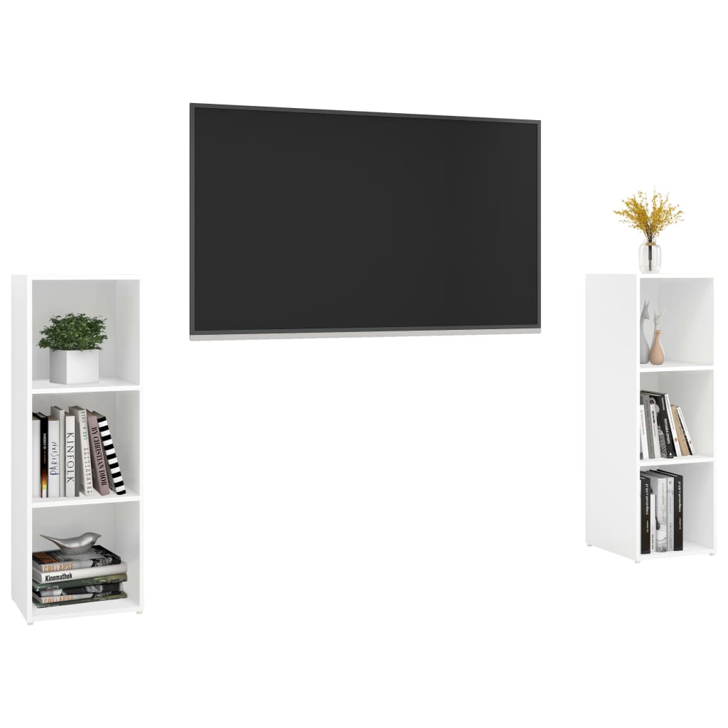 tv-skabe 2 stk. 107x35x37 cm konstrueret træ hvid