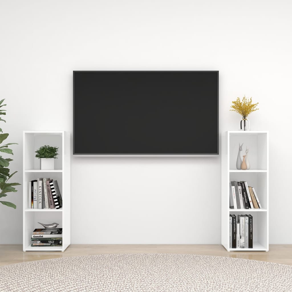 tv-skabe 2 stk. 107x35x37 cm konstrueret træ hvid