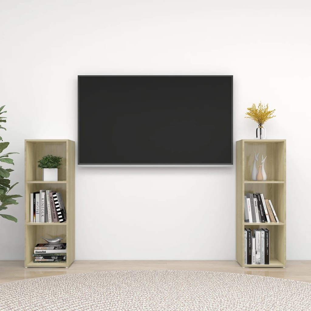 tv-skabe 2 stk. 107x35x37 cm konstrueret træ sonoma-eg