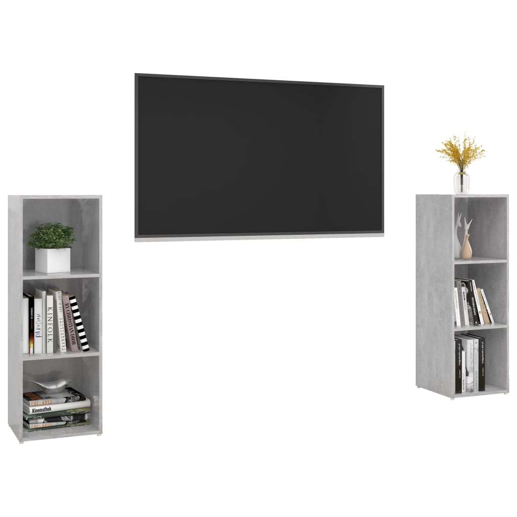 tv-skabe 2 stk. 107x35x37 cm konstrueret træ betongrå