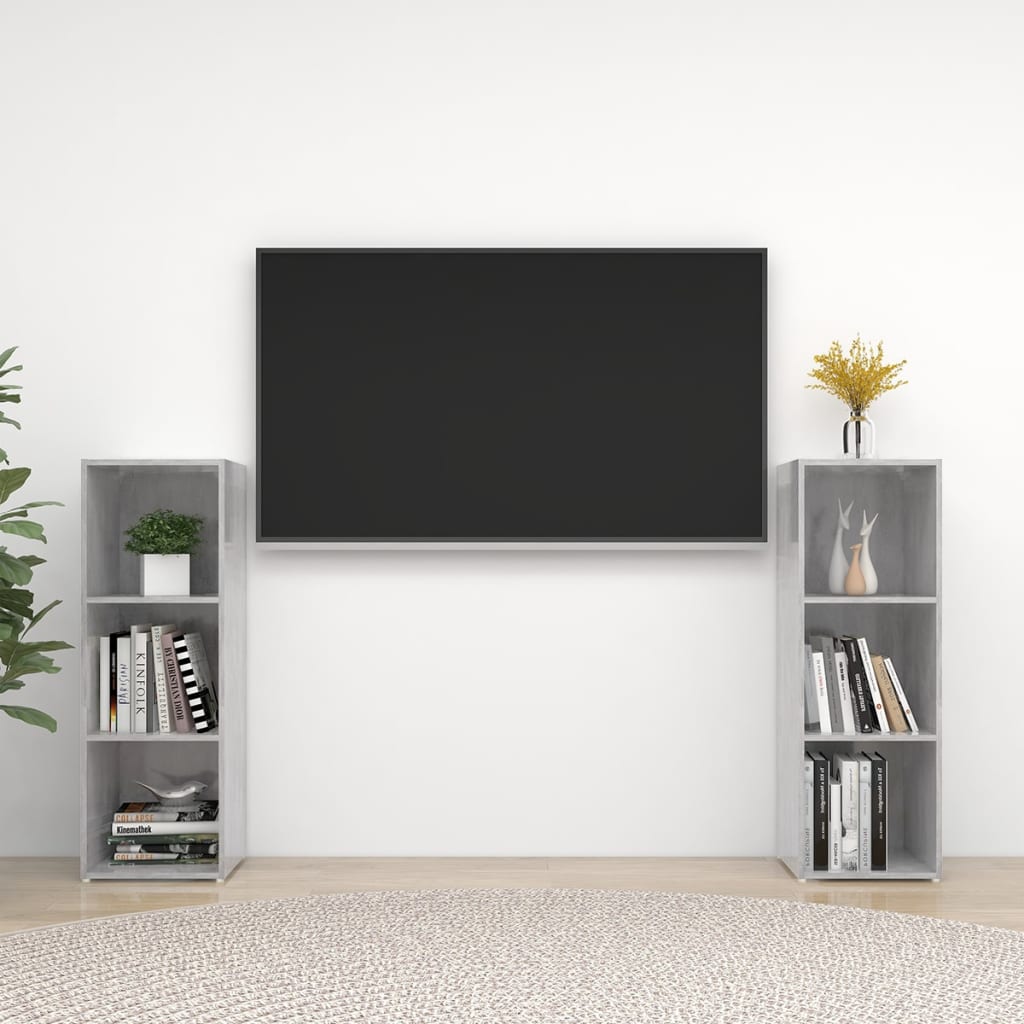 tv-skabe 2 stk. 107x35x37 cm konstrueret træ betongrå