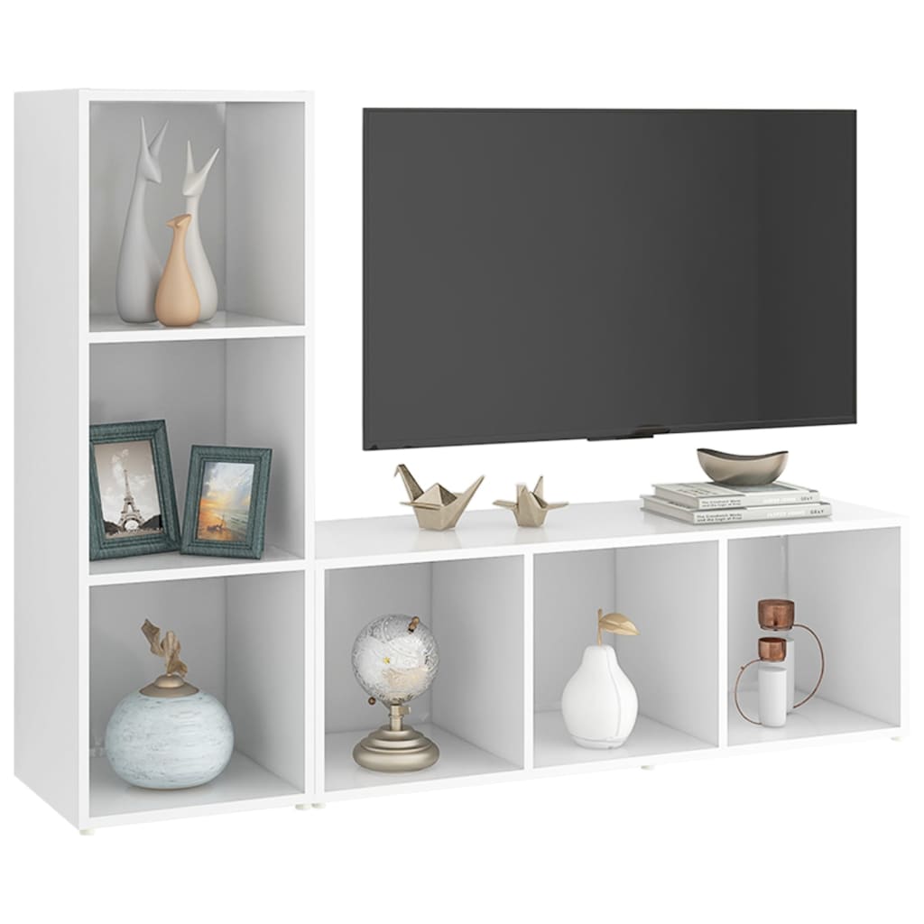 tv-skabe 2 stk. 107x35x37 cm konstrueret træ hvid