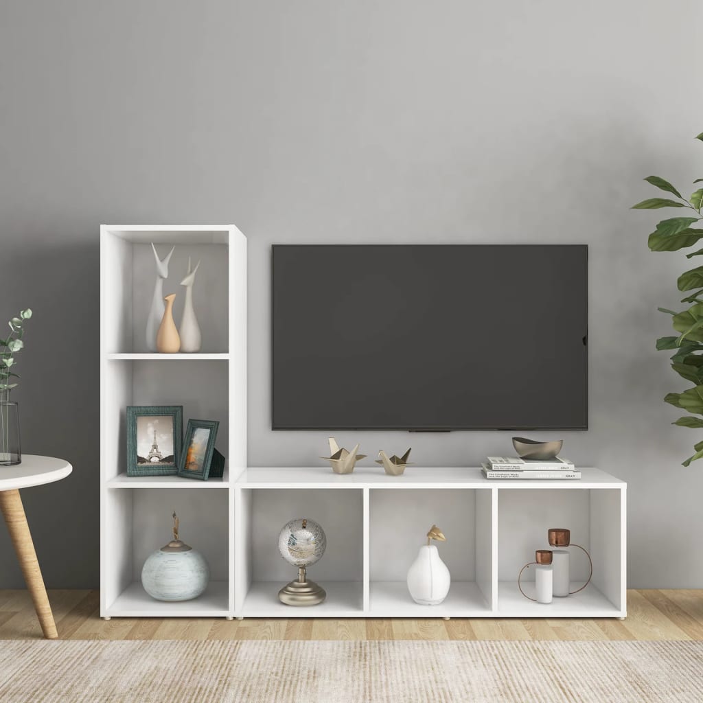 tv-skabe 2 stk. 107x35x37 cm konstrueret træ hvid