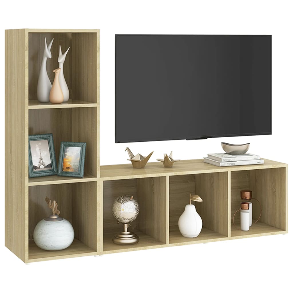 tv-skabe 2 stk. 107x35x37 cm konstrueret træ sonoma-eg
