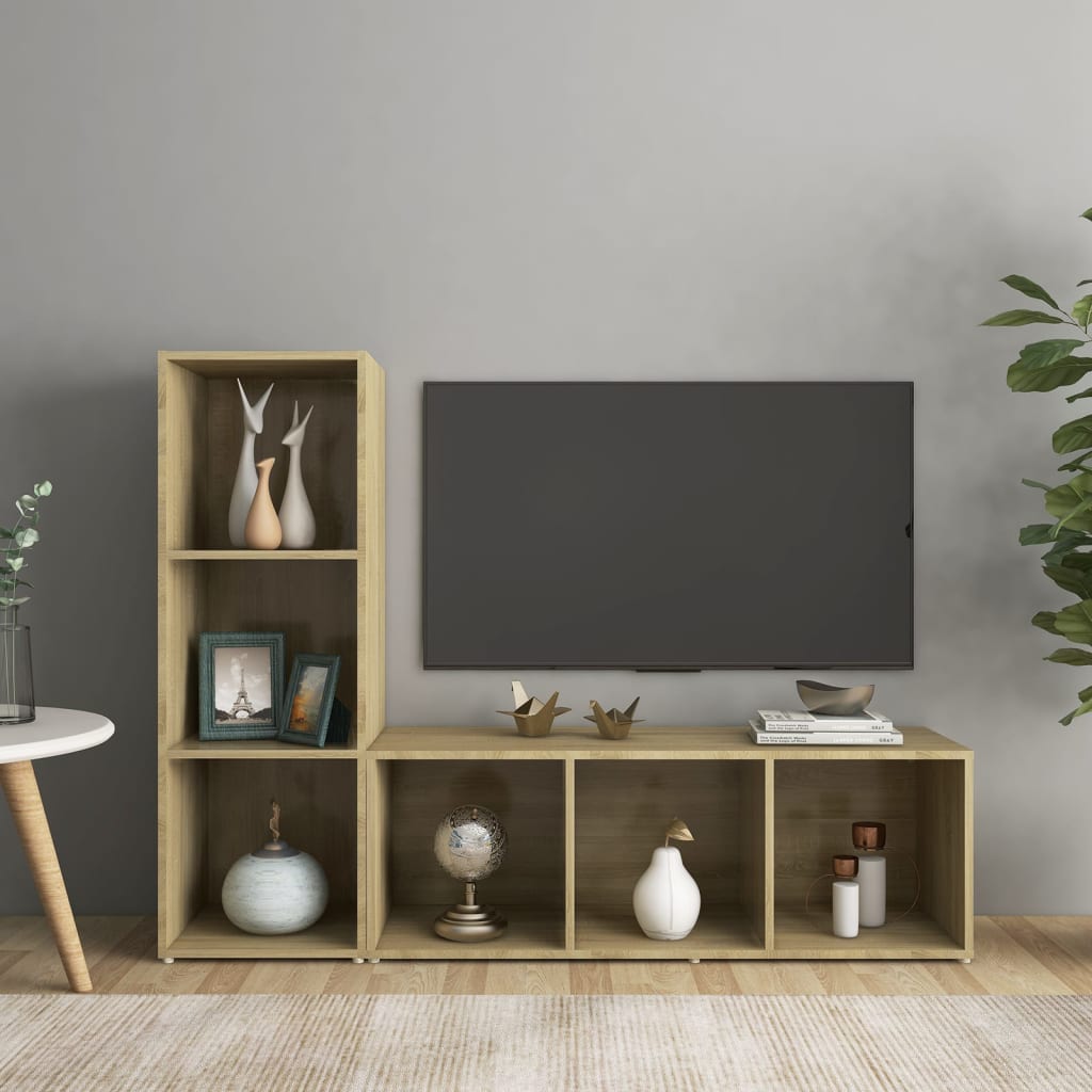 tv-skabe 2 stk. 107x35x37 cm konstrueret træ sonoma-eg