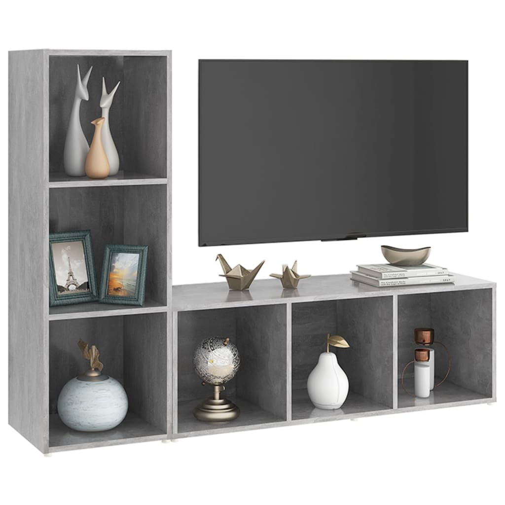 tv-skabe 2 stk. 107x35x37 cm konstrueret træ betongrå