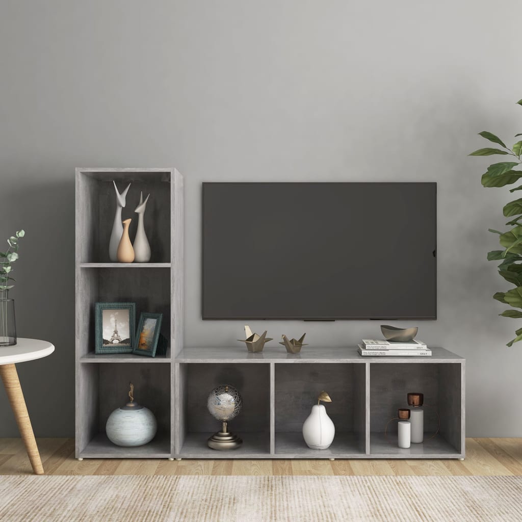 tv-skabe 2 stk. 107x35x37 cm konstrueret træ betongrå