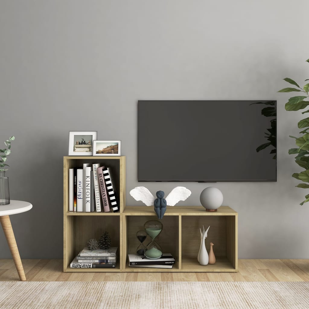 tv-skabe 2 stk. 72x35x36,5 cm konstrueret træ sonoma-eg