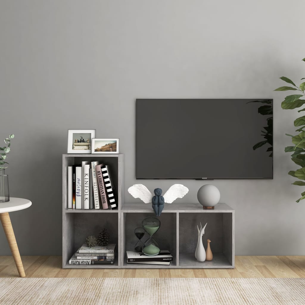 tv-skabe 2 stk. 72x35x36,5 cm konstrueret træ betongrå