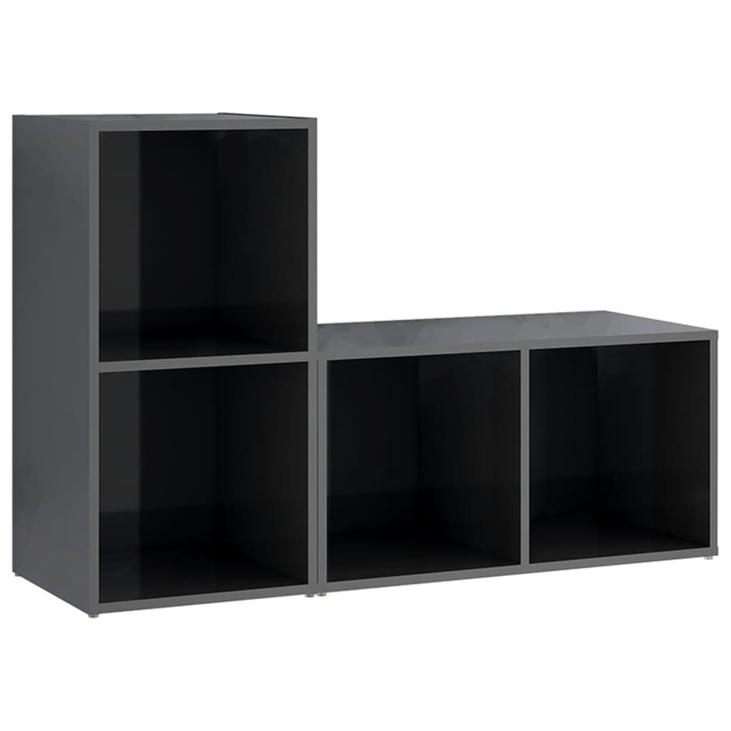tv-skabe 2 stk. 72x35x36,5 cm konstrueret træ grå højglans