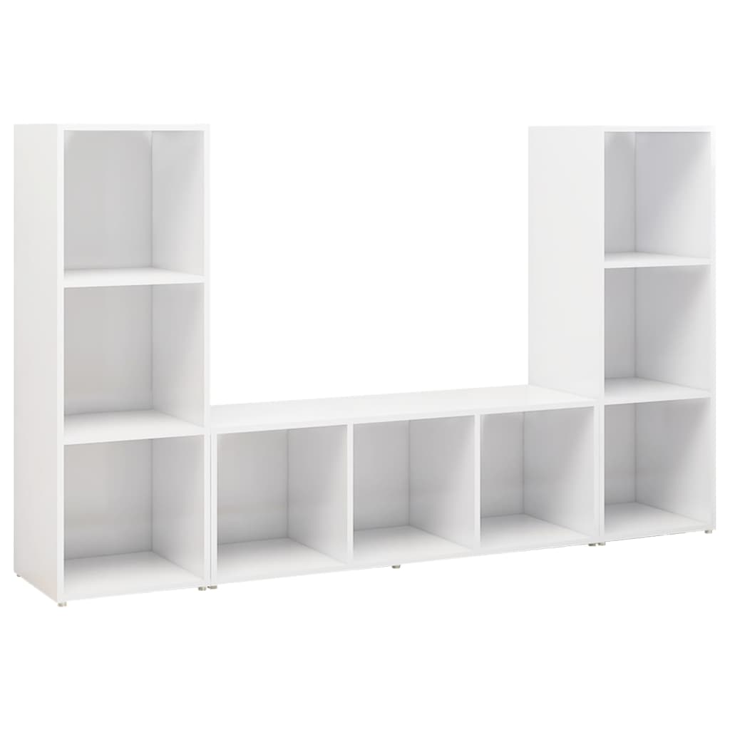 tv-skabe 3 stk. 107x35x37 cm konstrueret træ hvid