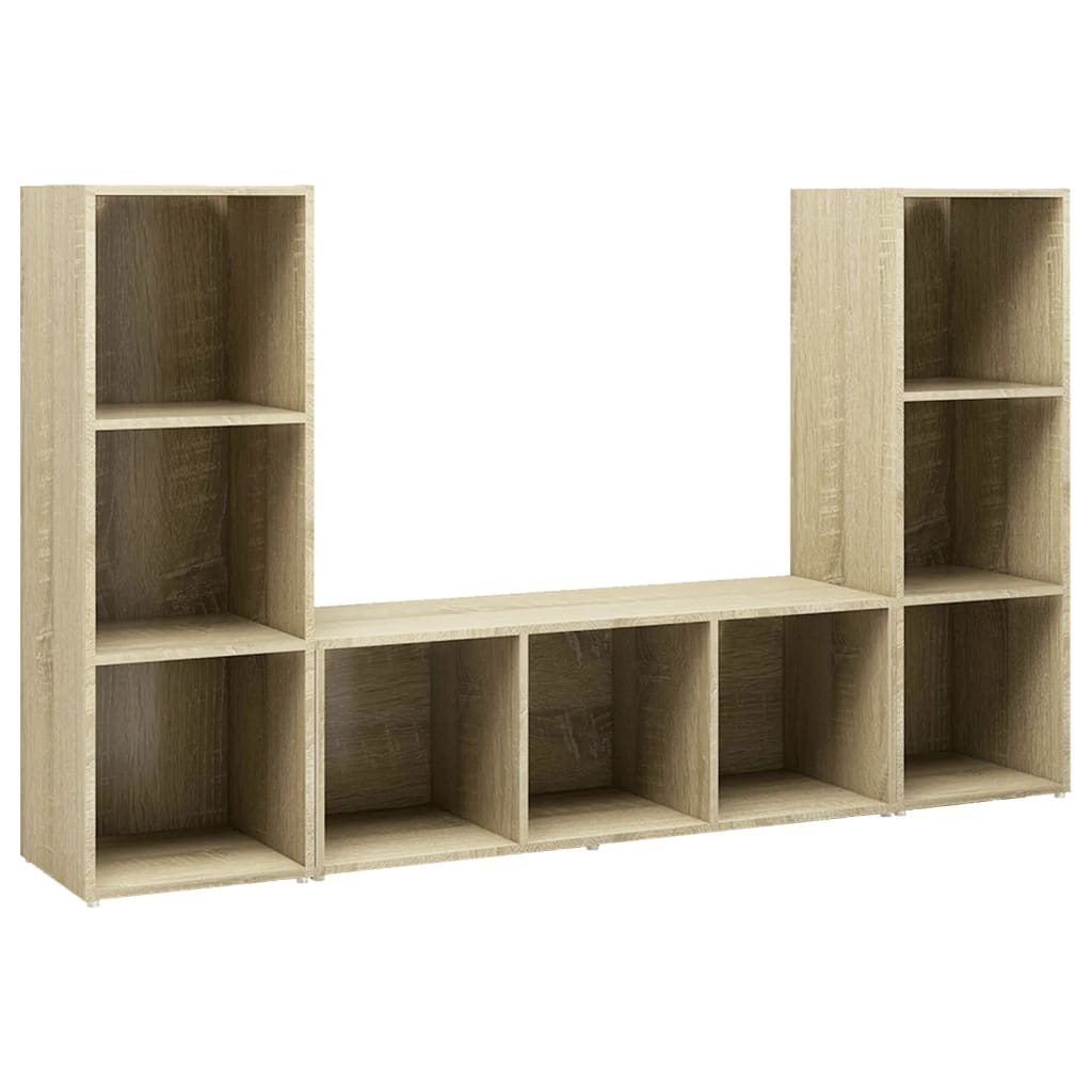 tv-skabe 3 stk. 107x35x37 cm konstrueret træ sonoma-eg