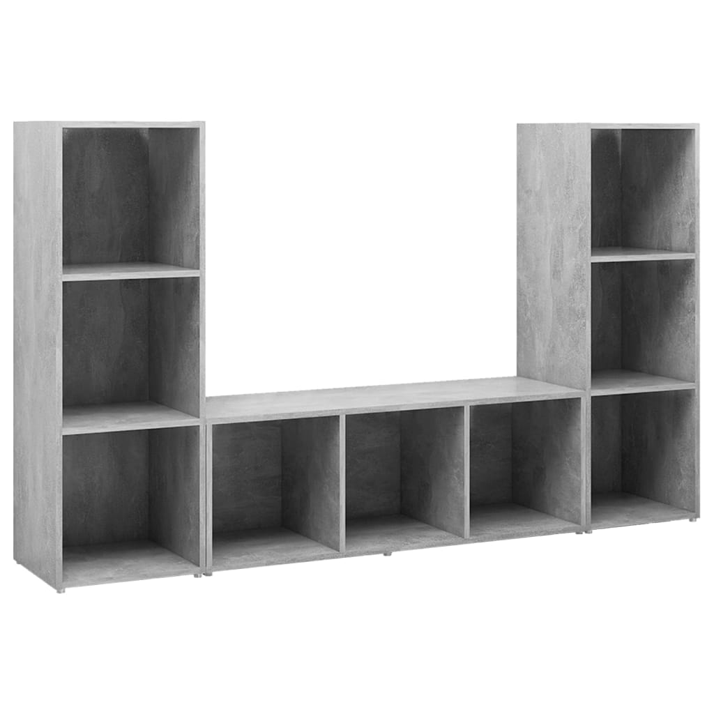 tv-skabe 3 stk. 107x35x37 cm konstrueret træ betongrå