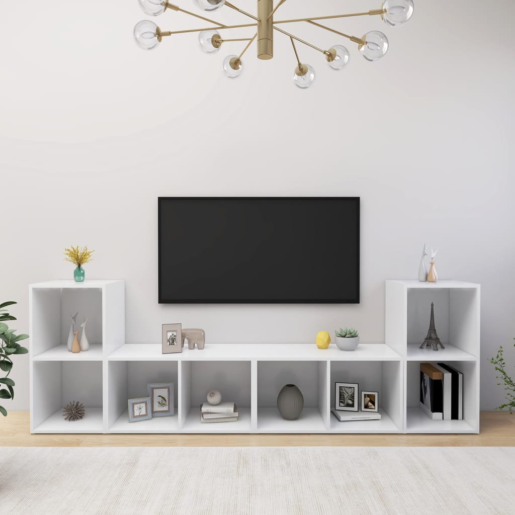 tv-skabe 4 stk. 72x35x36,5 cm konstrueret træ hvid