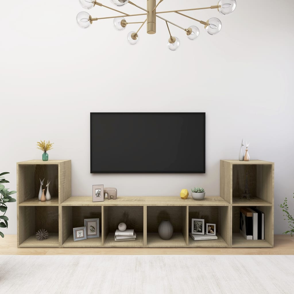 tv-skabe 4 stk. 72x35x36,5 cm konstrueret træ sonoma-eg