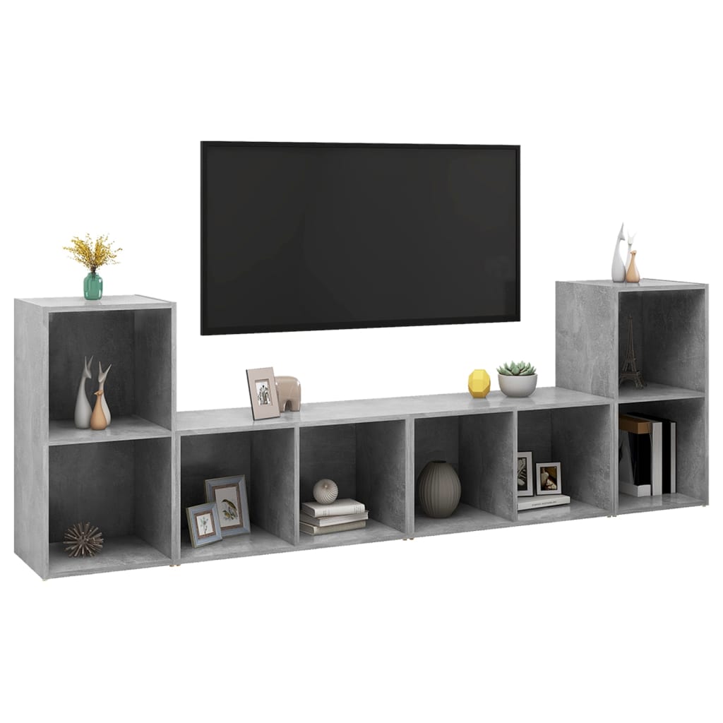 tv-skabe 4 stk. 72x35x36,5 cm konstrueret træ betongrå