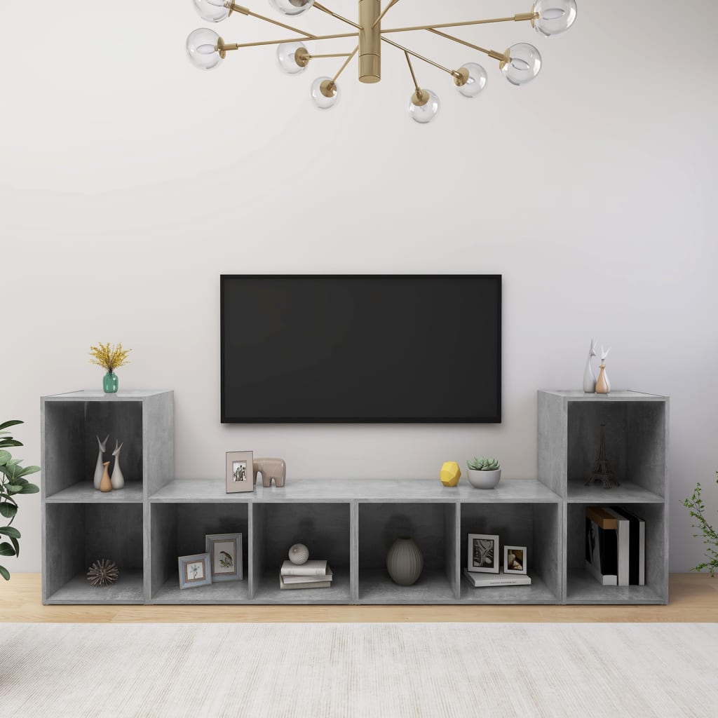 tv-skabe 4 stk. 72x35x36,5 cm konstrueret træ betongrå